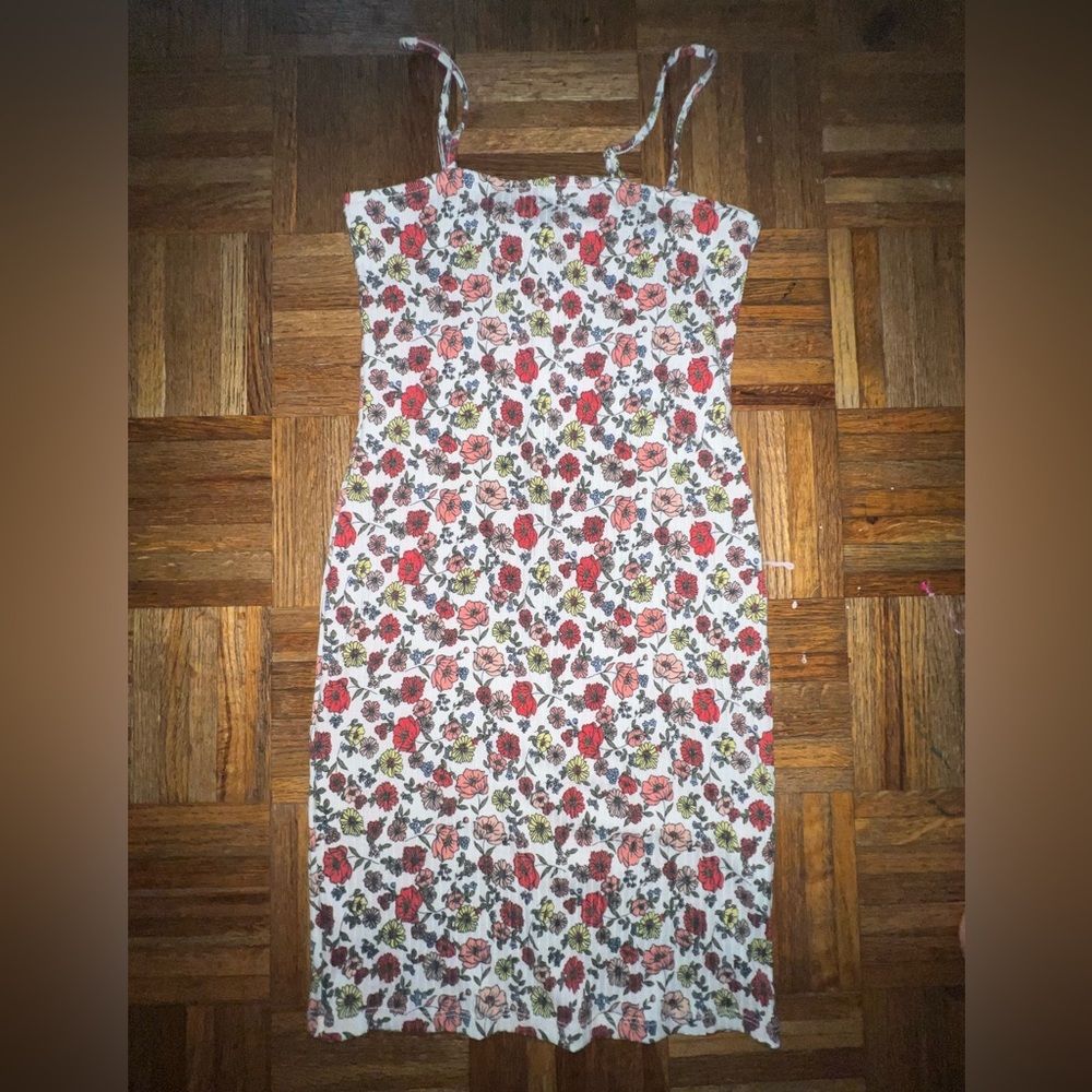 Forever 21 Floral Print Dress - Pink and White